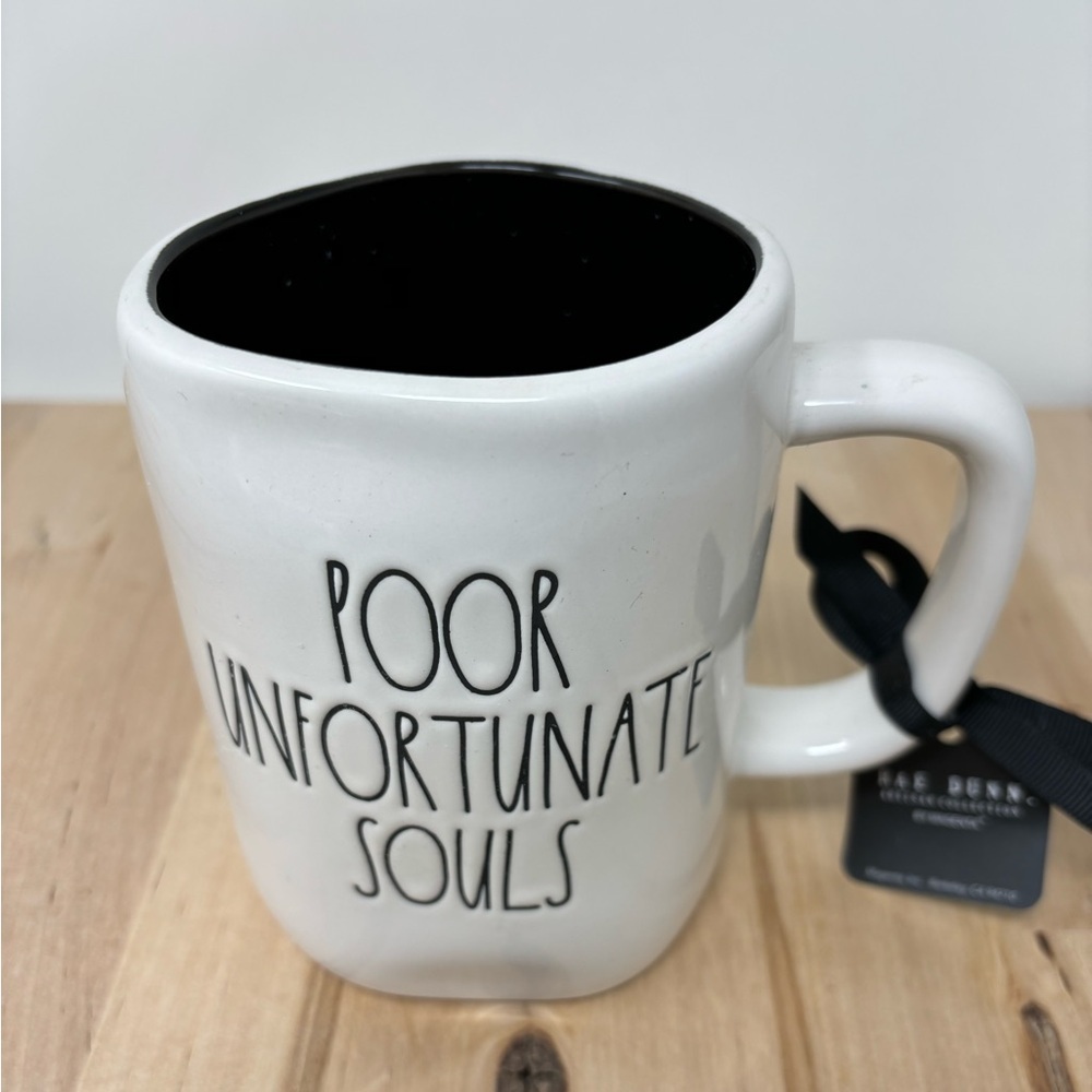 Rae Dunn POOR UNFORTUNATE SOULS Mug Double Sided with Black Interior & Lettering